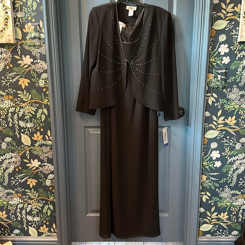 NWT Patra Black Gown with Rhinestone Embellished Jacket